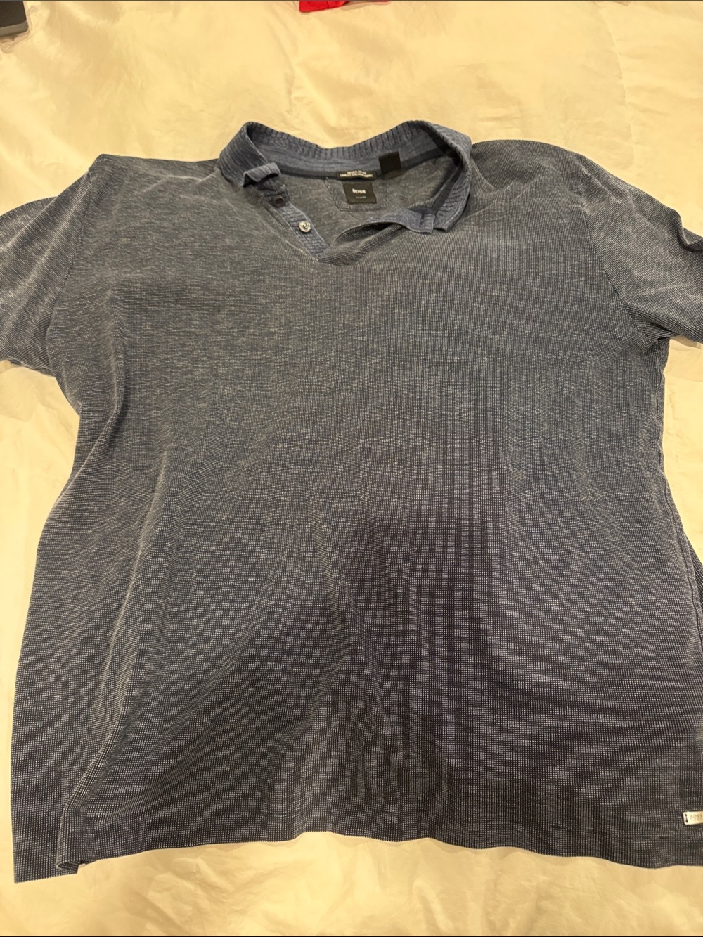 Boss Men's Heathered Blue Short-Sleeve Polo